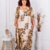 Rochie maxi pentru vara din matase cu funda-sampanie cod 261434-1