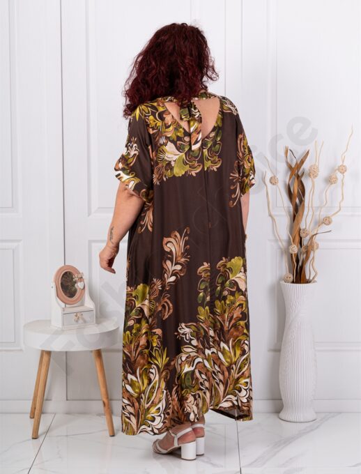 Rochie maxi pentru vara din matase cu funda-ciocolata cod 261434-2