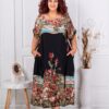 Rochie maxi pentru vara cu imprimeu de arta multicolor-negru cod 5251-7