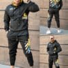 Compleu sport pentru barbati cu hanorac hoodie si imprimeu Bart-negru cod 368