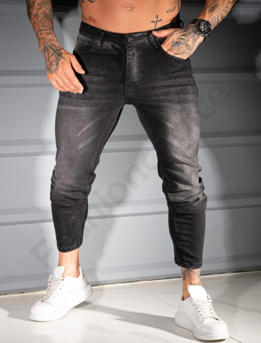 Blugi Skinny Fit pentru barbati cu efect prespalat/34-42/-negru cod 3973-3
