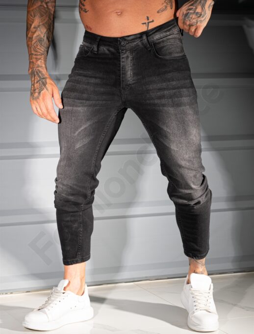 Blugi Skinny Fit pentru barbati cu efect prespalat/34-42/-negru cod 3973-3