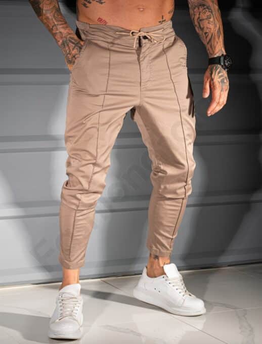 Pantalon pentru vara sport/elegant-moca-cod 231331-4