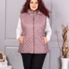 Vesta usoara maxi cu romburi si gluga-moca cod 5011-1