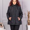 Trenci maxi elegant cu gluga detasabila-negru cod 5726