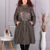 Trenci maxi lung in cloș din fas cu gluga-kaki cod 2967-2