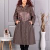 Trenci maxi lung in cloș din fas cu gluga-cafea cod 2967-1