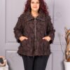 Palton maxi cochet cu guler si croi modern-ciocolata cod 92331-5
