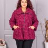 Palton maxi cochet cu guler si croi modern-magenta cod 92331-4