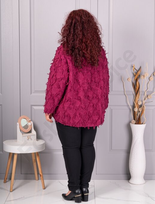 Palton maxi cochet cu guler si croi modern-magenta cod 92331-4