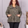 Palton maxi cochet cu guler si croi modern-kaki cod 92331-3