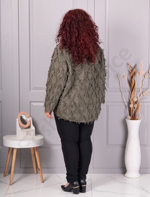 Palton maxi cochet cu guler si croi modern-kaki cod 92331-3