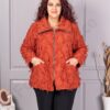 Palton maxi cochet cu guler si croi modern-caramiziu cod 92331-2