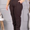 Pantalon maxi elegant cu talie elastica si nasturi decorative-maro cod 3005-1