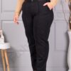 Pantalon maxi elegant cu talie elastica si nasturi decorative-negru cod 3005