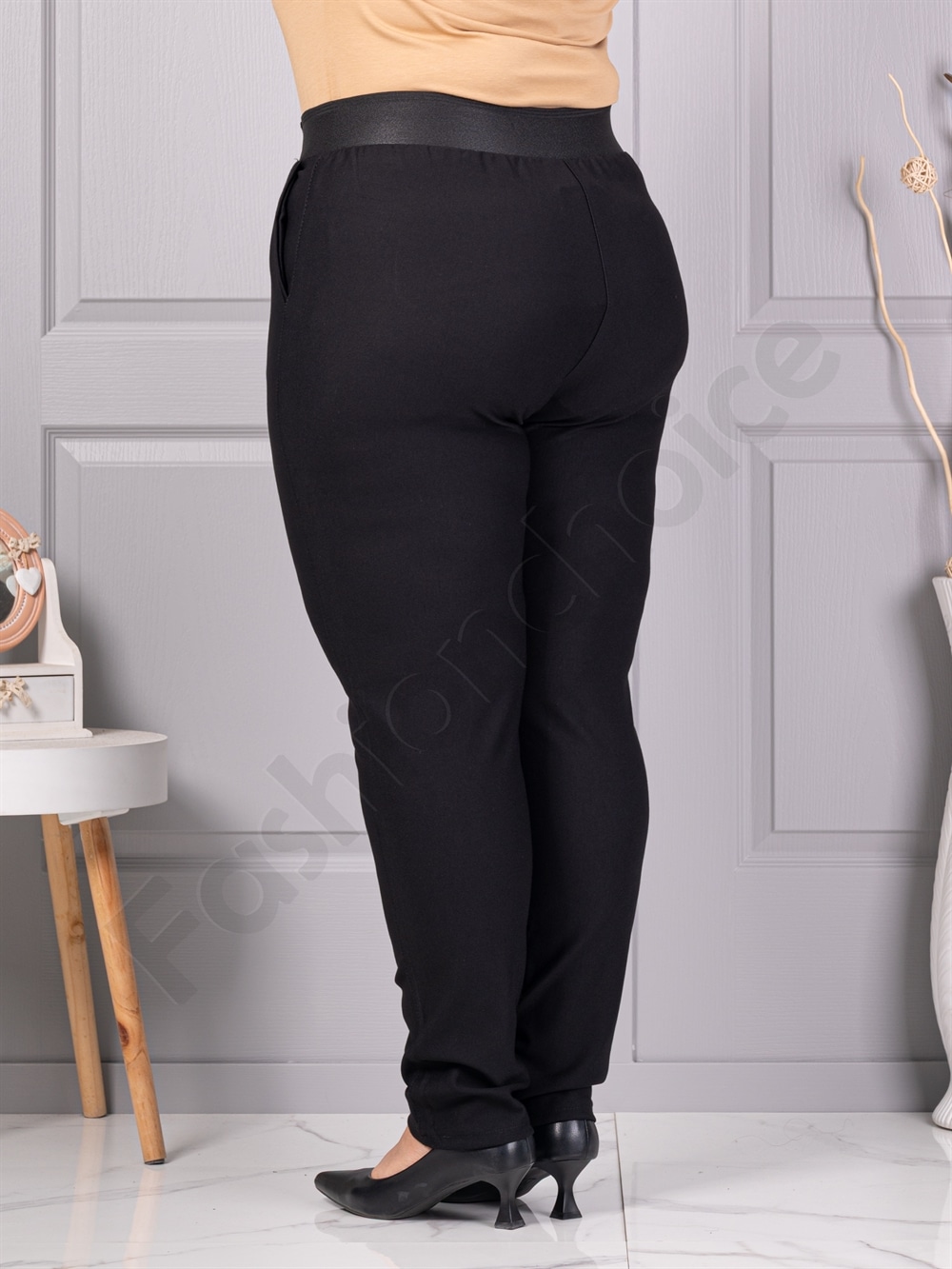 Pantalon maxi stilat de dama cu talie inalta si dunga exterioara cod 2494