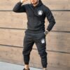 Compleu pentru barbati cu hanorac hoodie si imprimeu Cruce gotica-negru cod 6330