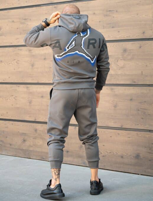 Compleu pentru barbati cu hanorac hoodie si aplicatie Paris-grafit cod 6286-2