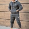 Compleu gros pentru barbati cu hanorac hoodie si imprimeu mica-grafit cod 5886-2