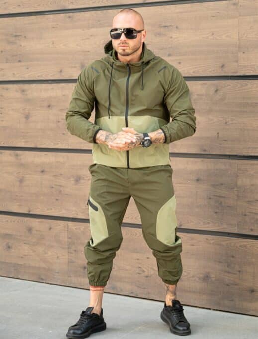 Compleu pentru barbati in doua culori din fas cu gluga-kaki cod TS-13A-1