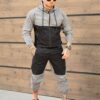 Compleu pentru barbati din fas in combinatie bicolora cu gluga-gri/negru cod 165-2