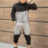 Compleu pentru barbati din fas in combinatie bicolora cu gluga-negru/gri cod 165
