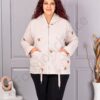Geaca maxi matlasata cu gluga si broderie florala-capucino cod 5105-2