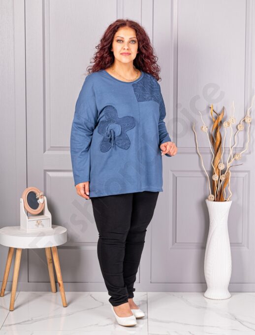 Tunica maxi de dama cu broderie si aplicatie in relief-parlament cod 9951-5