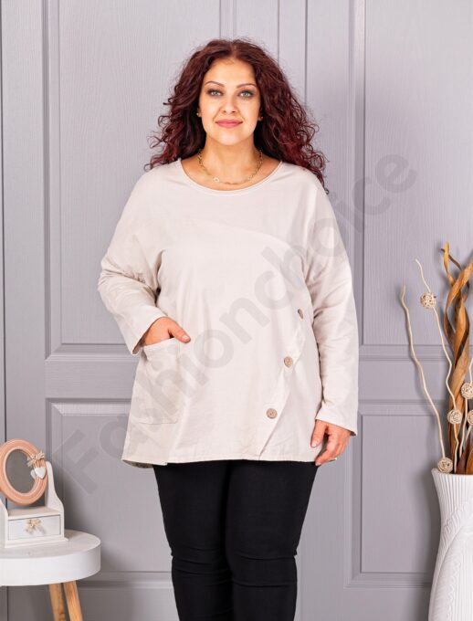 Tunica maxi sport-elegant cu partea din fata din catifea reiata-capucino cod 99989-3