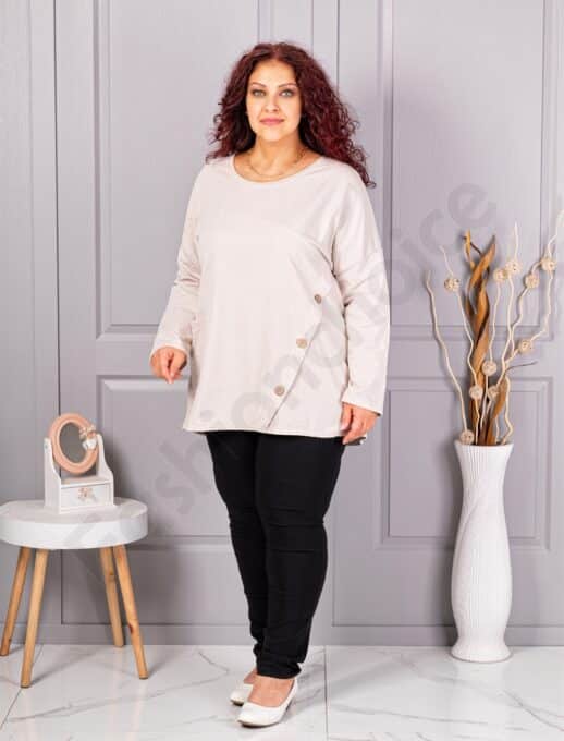 Tunica maxi sport-elegant cu partea din fata din catifea reiata-capucino cod 99989-3