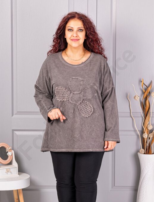 Tunica maxi de dama cu aplicatie floare-cafea cod 1150-4