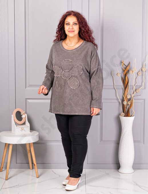 Tunica maxi de dama cu aplicatie floare-cafea cod 1150-4