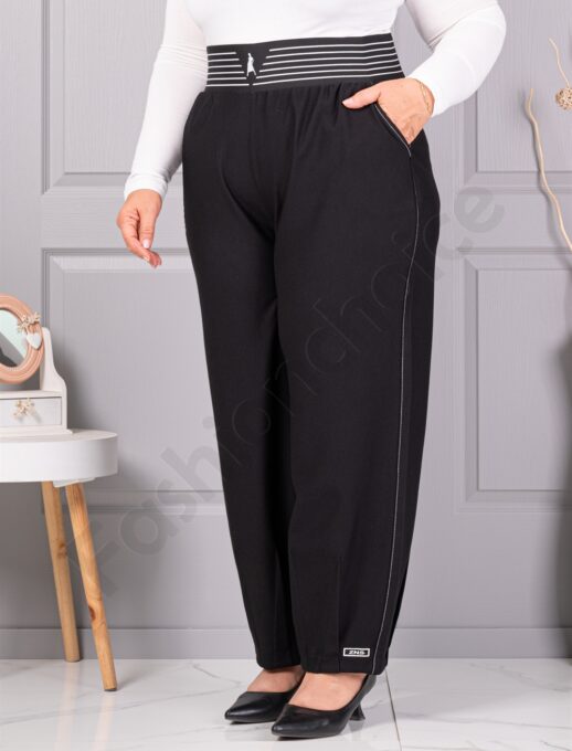 Pantalon maxi de dama cu elastic in talie si dunga discreta cod 73321