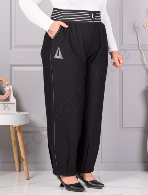 Pantalon maxi de dama cu elastic in talie si dunga discreta cod 73321