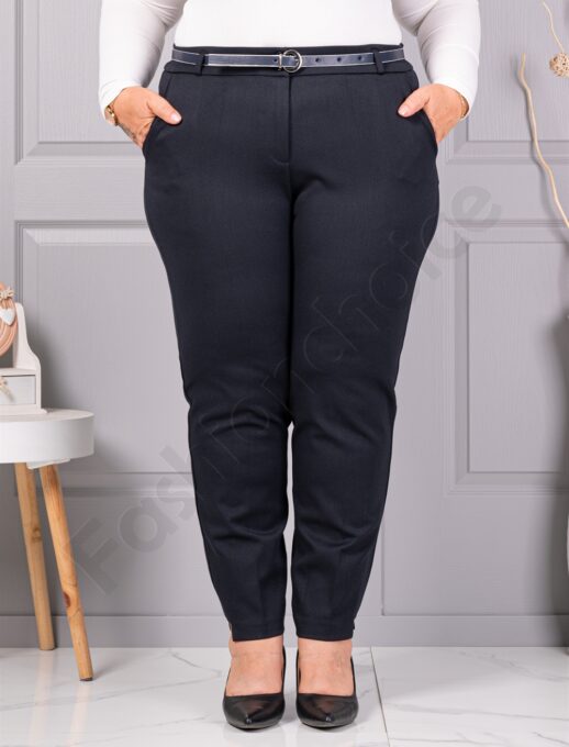 Pantalon maxi de dama cu curea din piele in culoare albastru royal cod 156