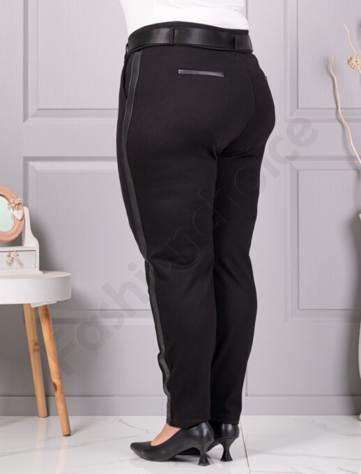 Pantalon maxi elegant cu curea si banda din piele in parti cod 73220