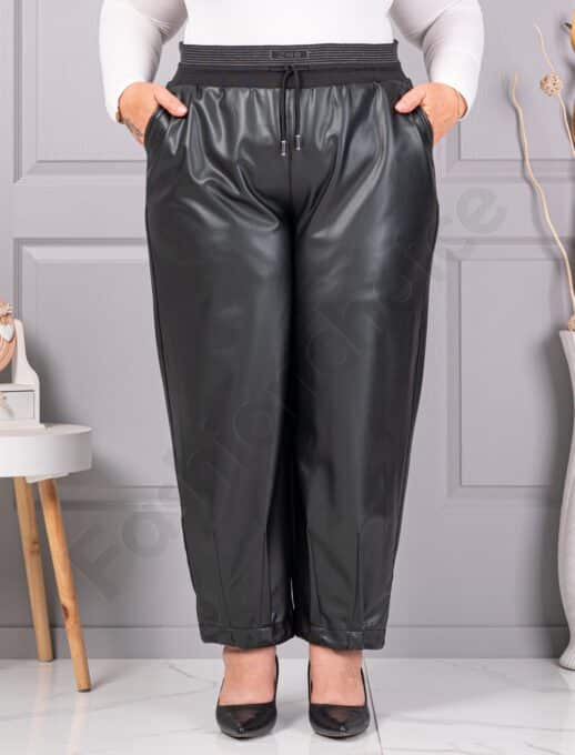 Pantalon maxi din piele eco cu elastic in talie cod 1362