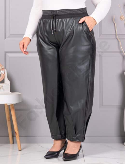 Pantalon maxi din piele eco cu elastic in talie cod 1362