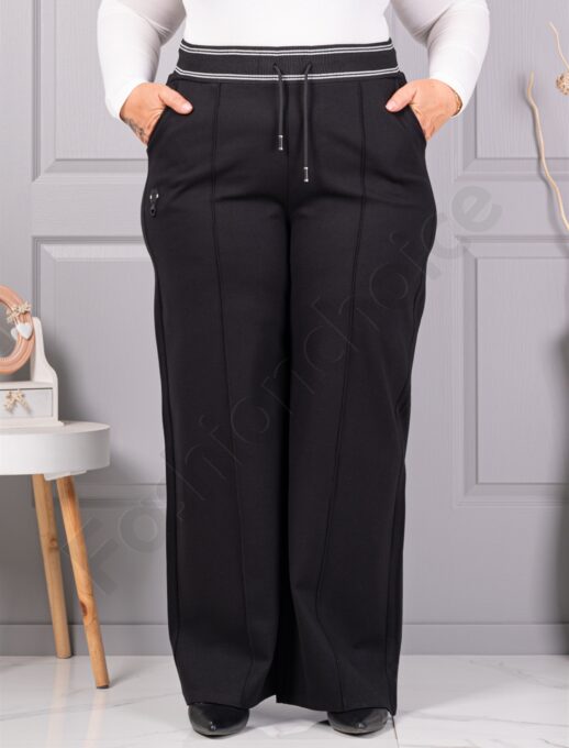 Pantalon maxi elegant de dama cu croi lejer si dunga exterioara cod 73902