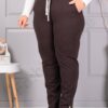 Pantalon maxi modern cu fante mici si accesoriu-maro cod 3002-1