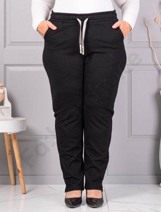 Pantalon maxi modern cu fante mici si accesoriu-negru cod 3002