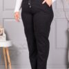 Pantalon maxi modern cu talie elastica si inscriptie-negru cod 3001