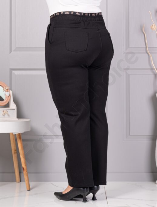 Pantalon maxi modern cu talie elastica si inscriptie-negru cod 3001