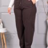 Pantalon maxi clasici de dama cu talie elastica-maro cod 3004-1