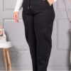 Pantalon maxi clasici de dama cu talie elastica-negru cod 3004
