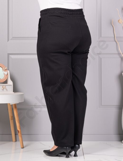 Pantalon maxi clasici de dama cu talie elastica-negru cod 3004
