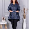 Trenci maxi din piele cu buzunare moderne-albastru inchis cod 2966-1
