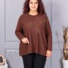 Tunica maxi din tricotaj finut cu aplicatie din margele-ciocolata cod 6869-5