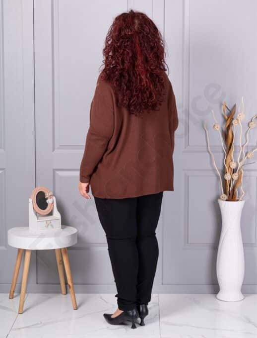 Tunica maxi din tricotaj finut cu aplicatie din margele-ciocolata cod 6869-5