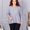 Tunica maxi din tricotaj finut cu aplicatie din margele-gri cod 6869-4